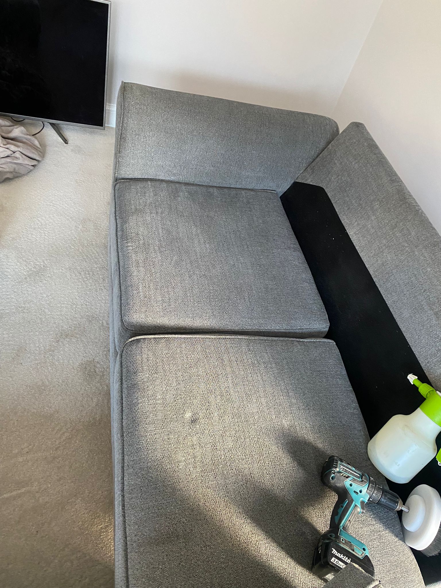 Stain removal on a sofa